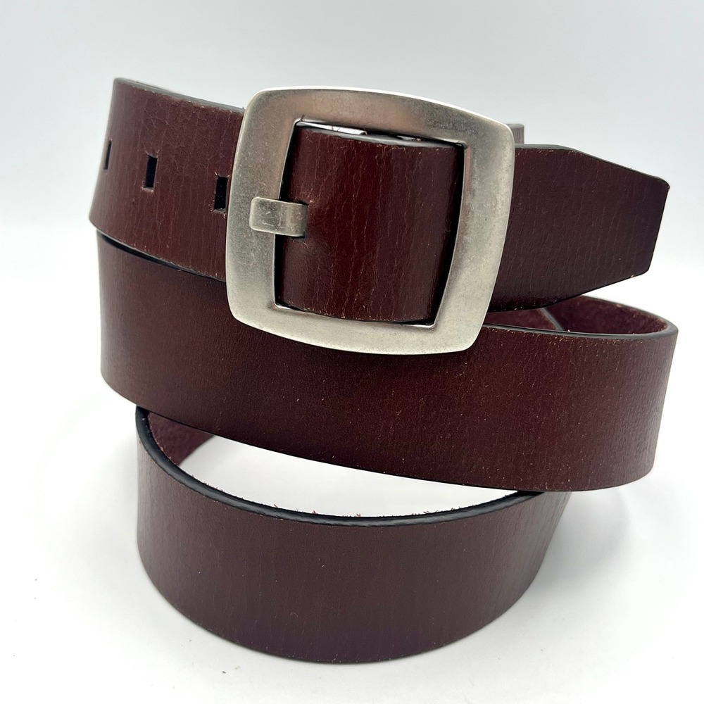 Calvin Klein Jeans Brown Leather Belt Silver Buckle Size 1X 454833
